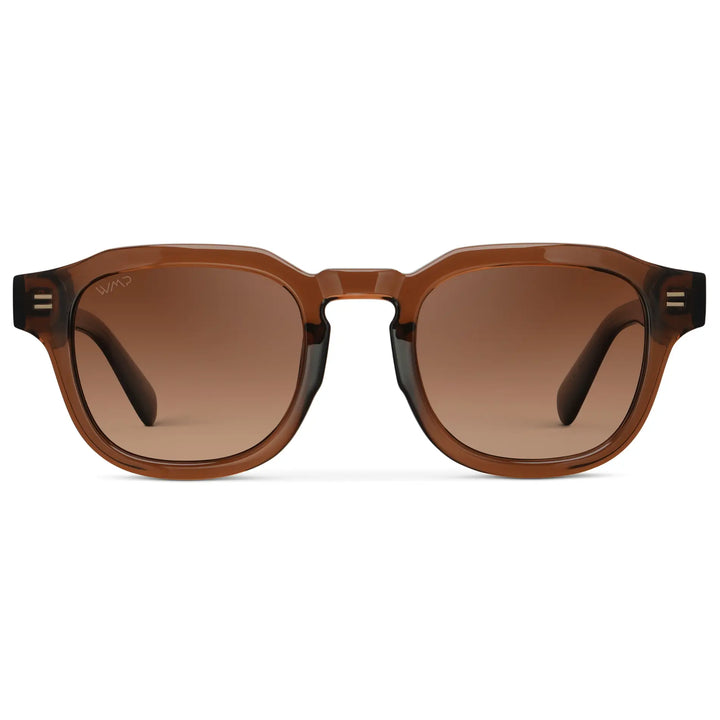 Terracotta Brown / Copper Brown Gradient Lens || Men's Geometric Square Polarized Sunglasses with Terracotta Brown Acetate Frame and Copper Brown Gradient Lens