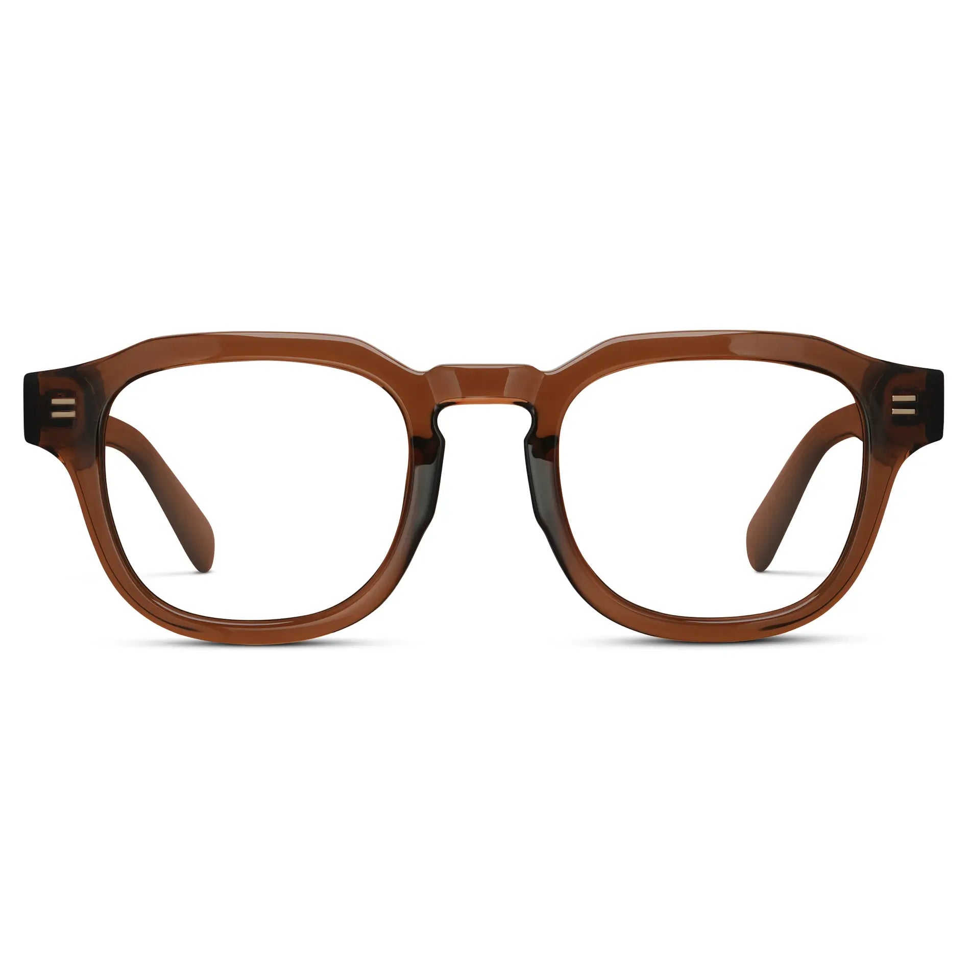 Terracotta Brown || Men's Square Prescription Eyeglasses with Brown Acetate Frame and Clear Prescription Lens