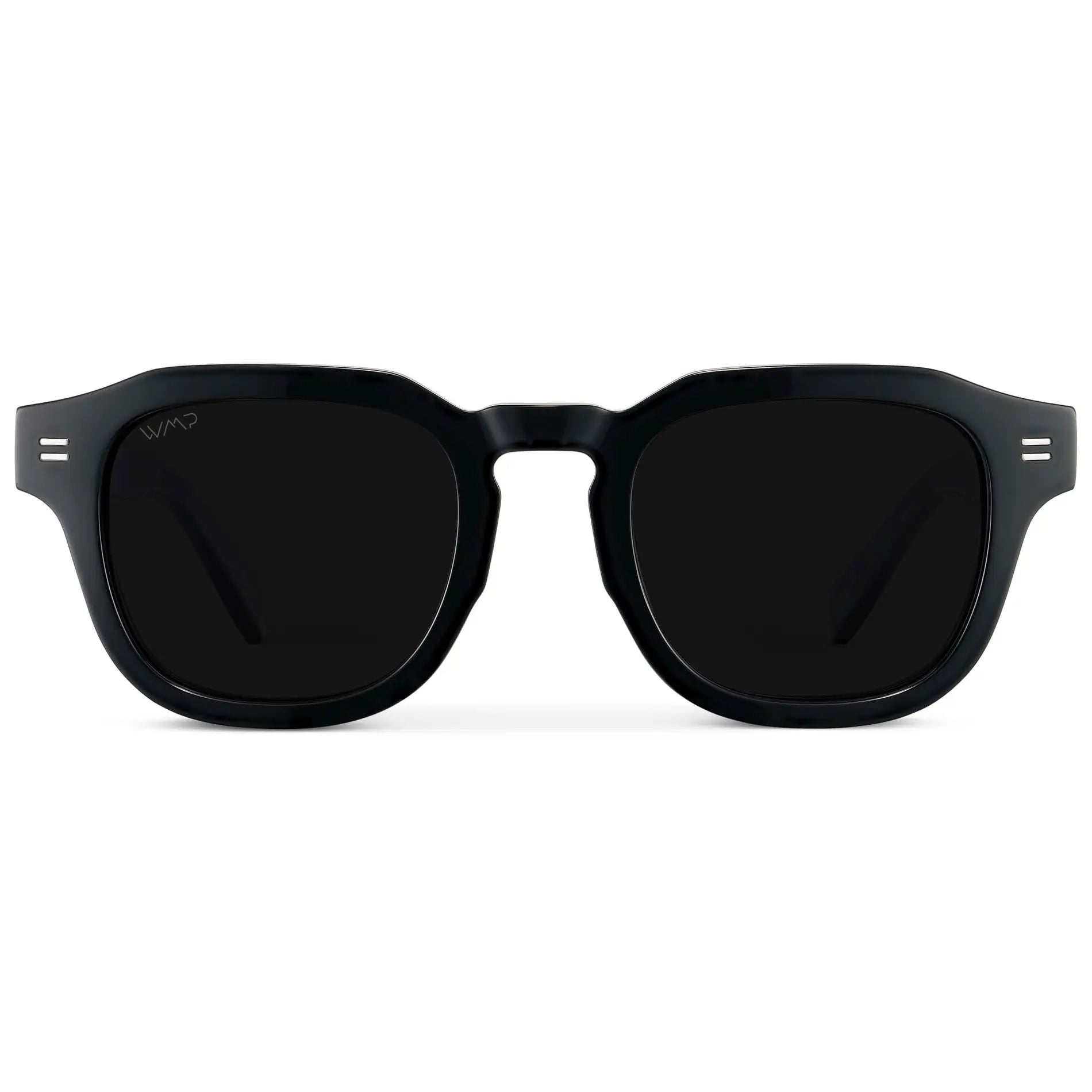 Black / Triple Black Lens || Men's Geometric Square Polarized Sunglasses with Black Acetate Frame and Black Lens