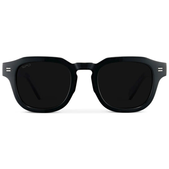 Black / Triple Black Lens || Men's Geometric Square Polarized Sunglasses with Black Acetate Frame and Black Lens