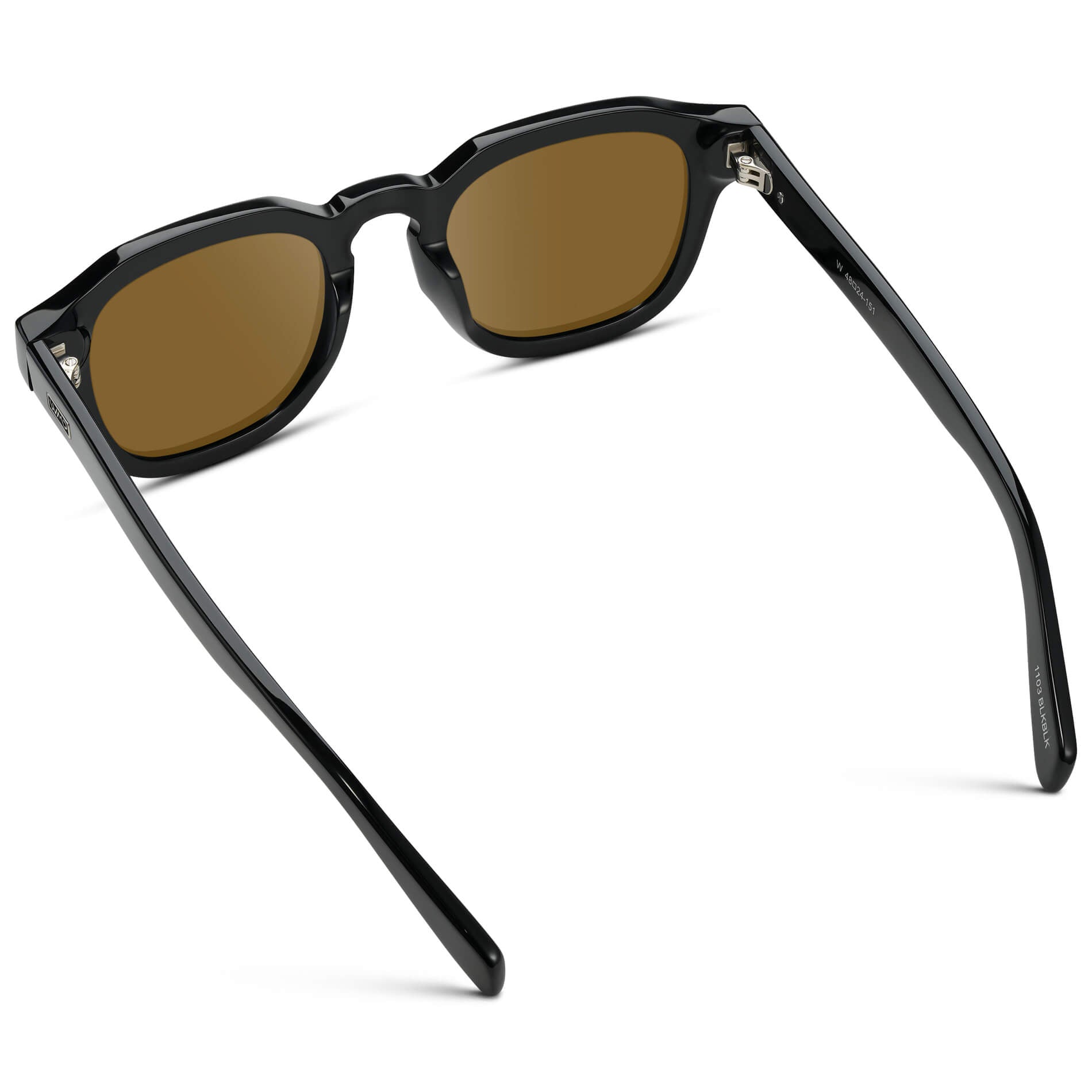 Black / Amber Lens || Men's Square Prescription Eyeglasses with Black Acetate Frame and Brown Prescription Lens