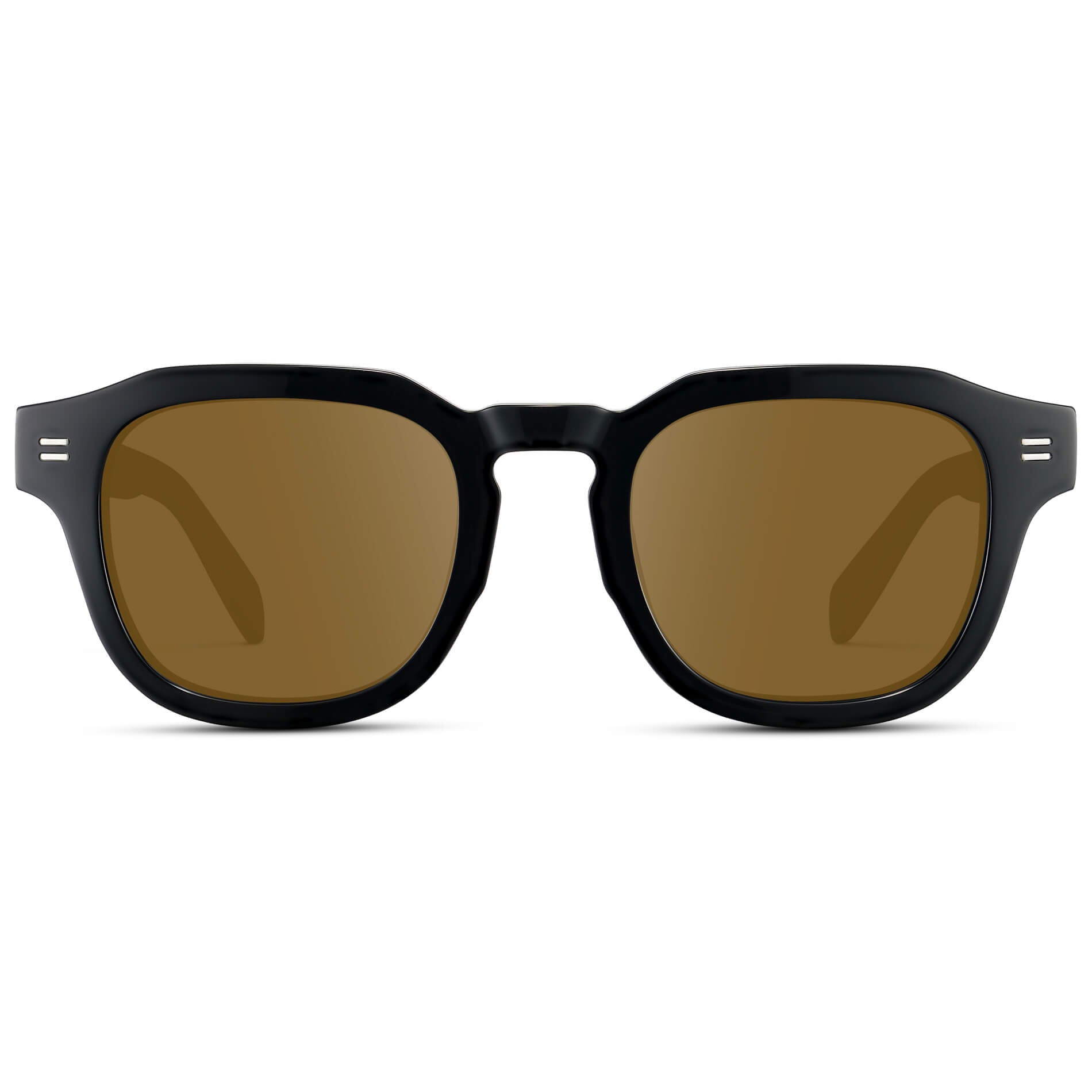 Black / Amber Lens || Men's Square Prescription Eyeglasses with Black Acetate Frame and Brown Prescription Lens