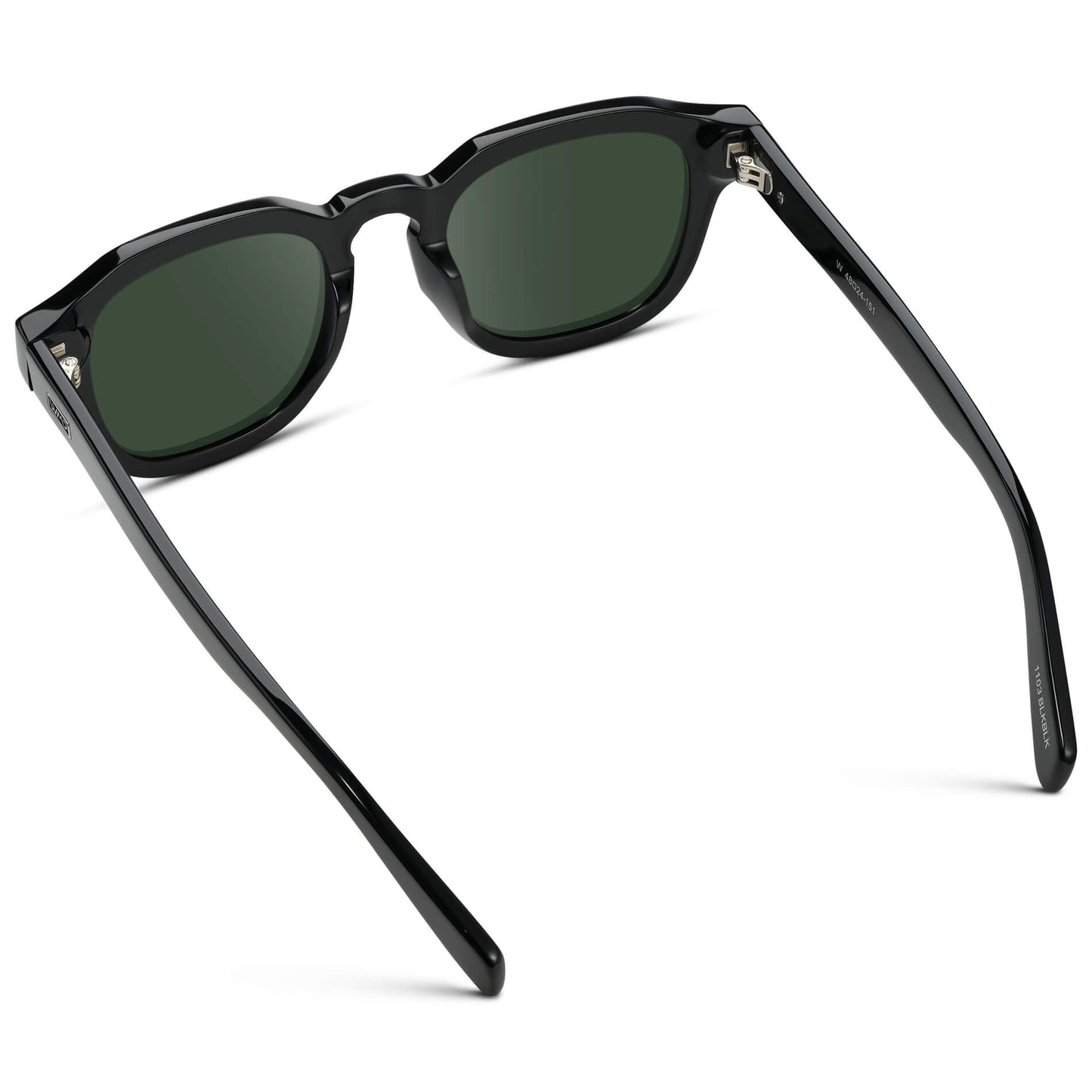 Black / G15 Lens || Men's Square Prescription Eyeglasses with Black Acetate Frame and Green Prescription Lens