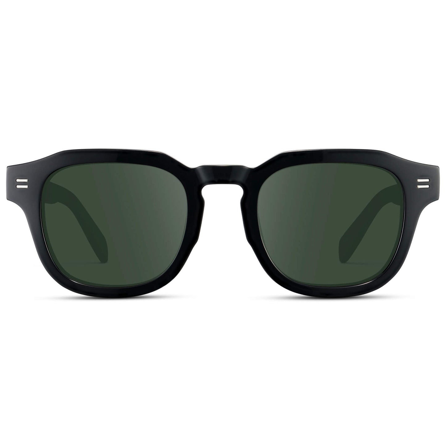 Black / G15 Lens || Men's Square Prescription Eyeglasses with Black Acetate Frame and Green Prescription Lens