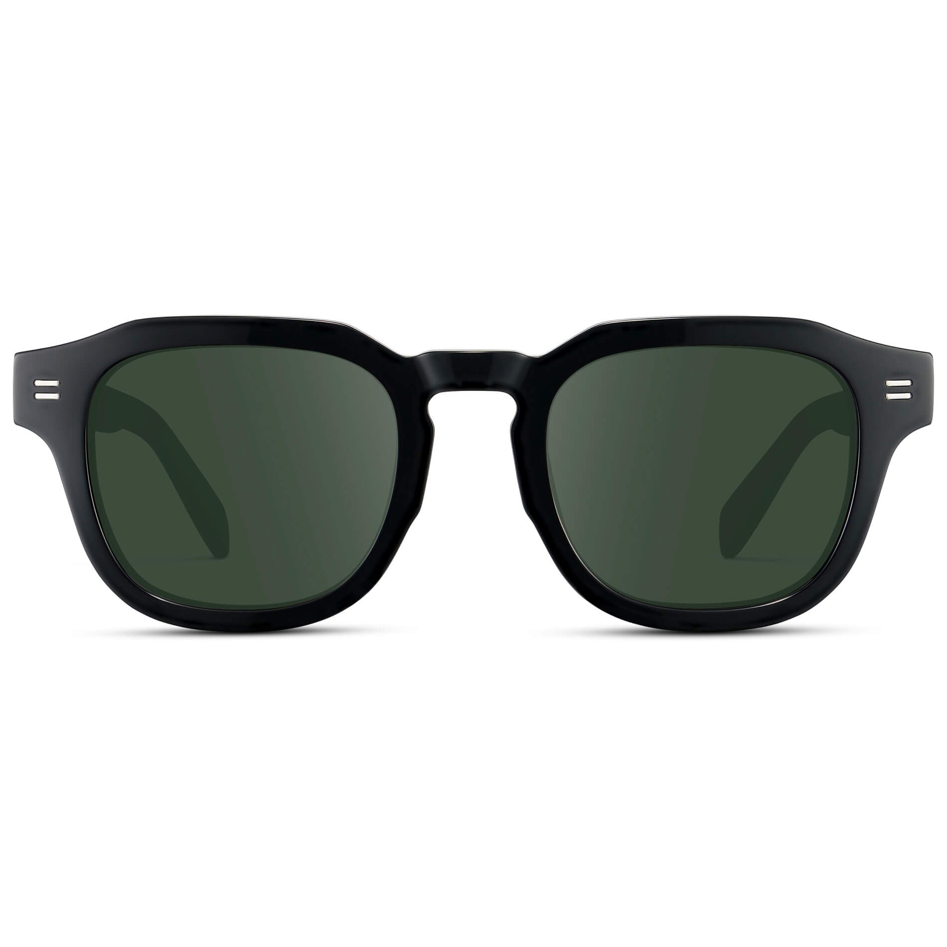 Black / G15 Lens || Men's Square Prescription Eyeglasses with Black Acetate Frame and Green Prescription Lens