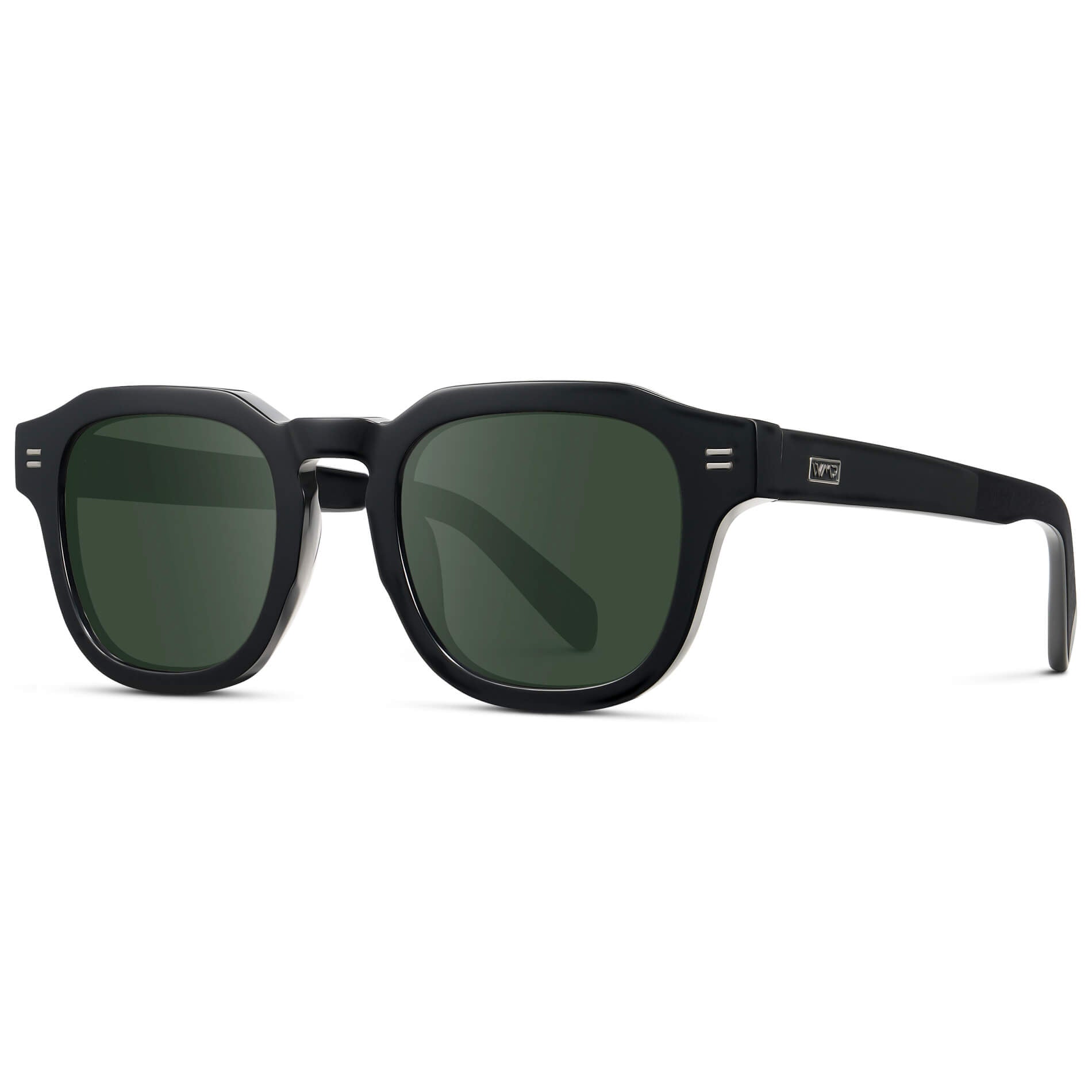 Black / G15 Lens || Men's Square Prescription Eyeglasses with Black Acetate Frame and Green Prescription Lens