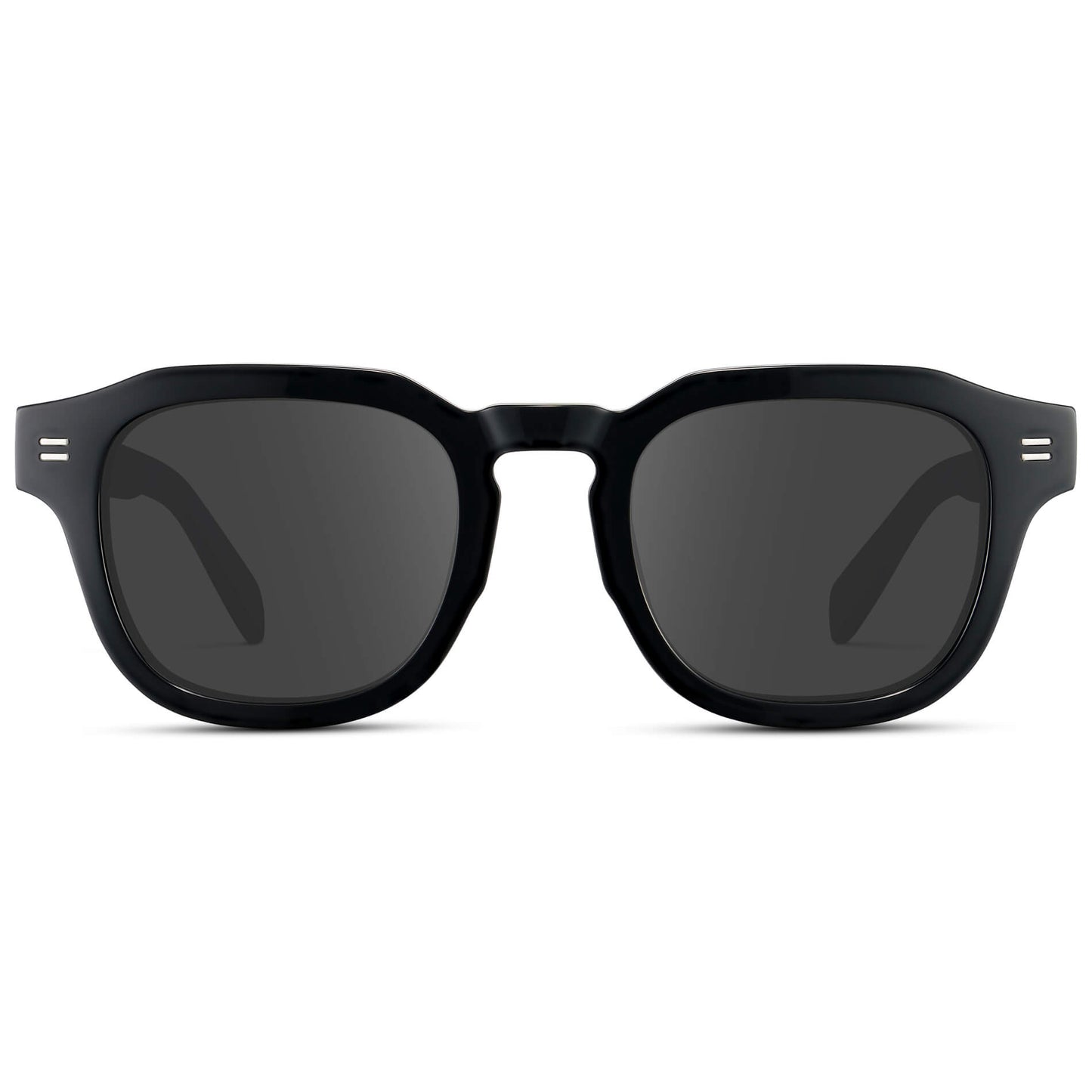 Black / Grey Lens || Men's Square Prescription Eyeglasses with Black Acetate Frame and Grey Prescription Lens