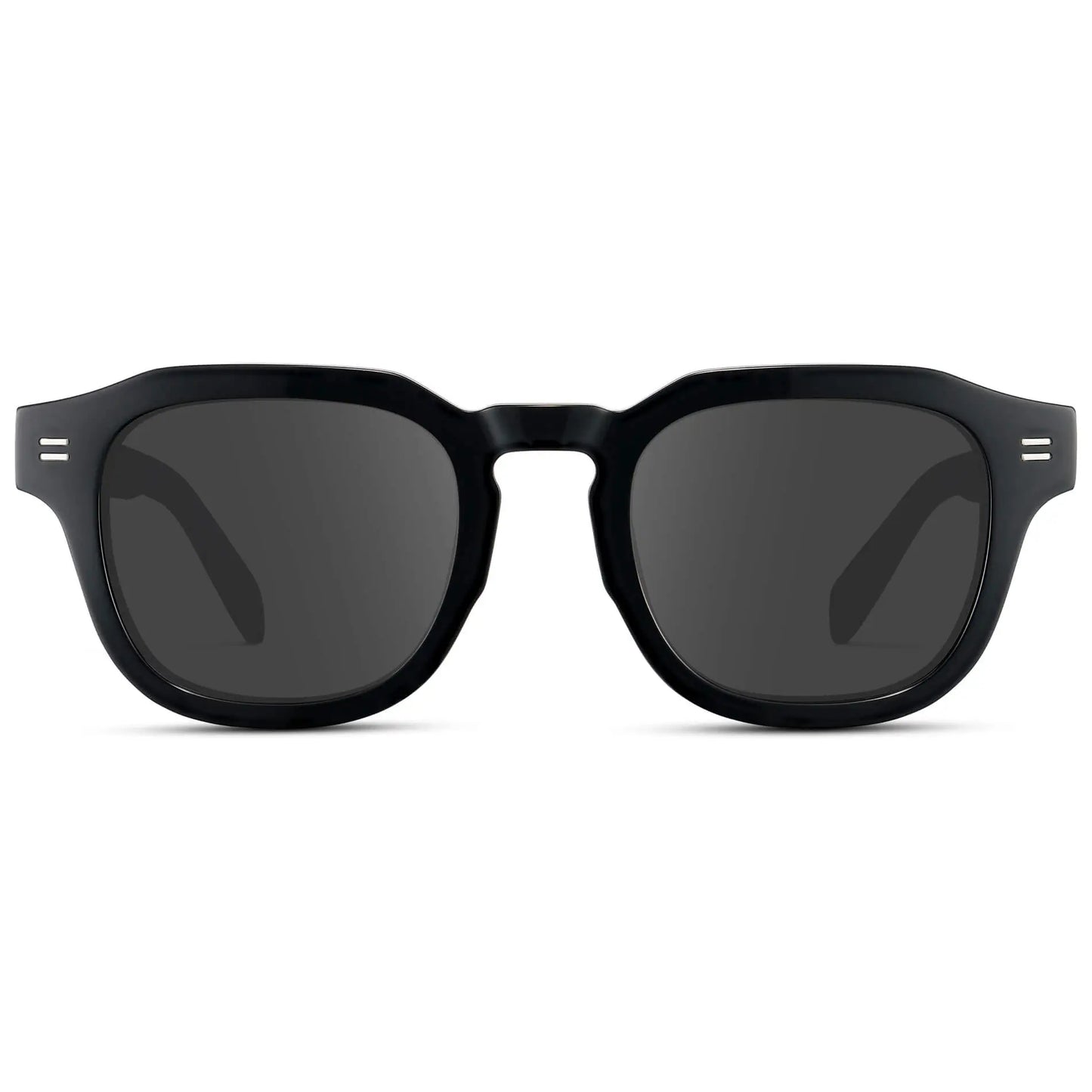 Black / Grey || Front view of Men's Square Prescription Eyeglasses with Black Acetate Frame and Grey Prescription Lens