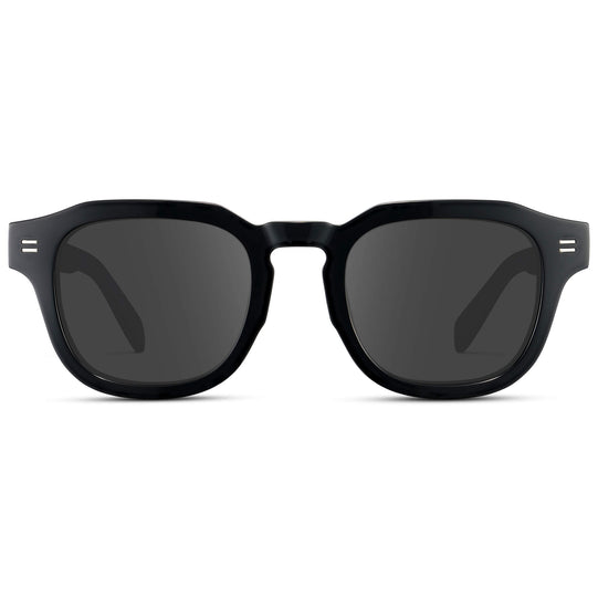 Black / Grey Lens || Men's Square Prescription Eyeglasses with Black Acetate Frame and Grey Prescription Lens