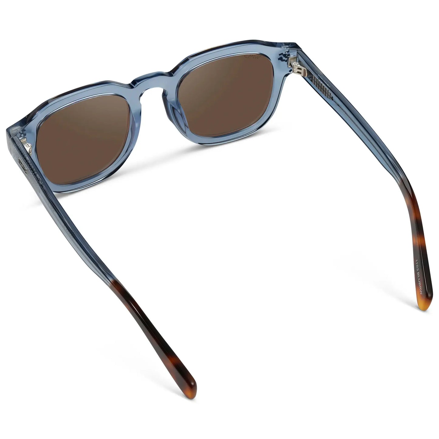 Denim Blue / Brown Lens || Men's Geometric Square Polarized Sunglasses with Blue Acetate Frame and Brown Lens