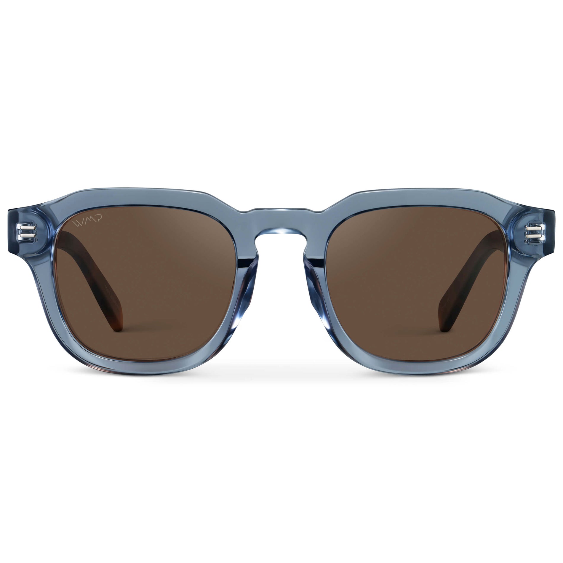 Denim Blue / Brown Lens || Men's Geometric Square Polarized Sunglasses with Blue Acetate Frame and Brown Lens