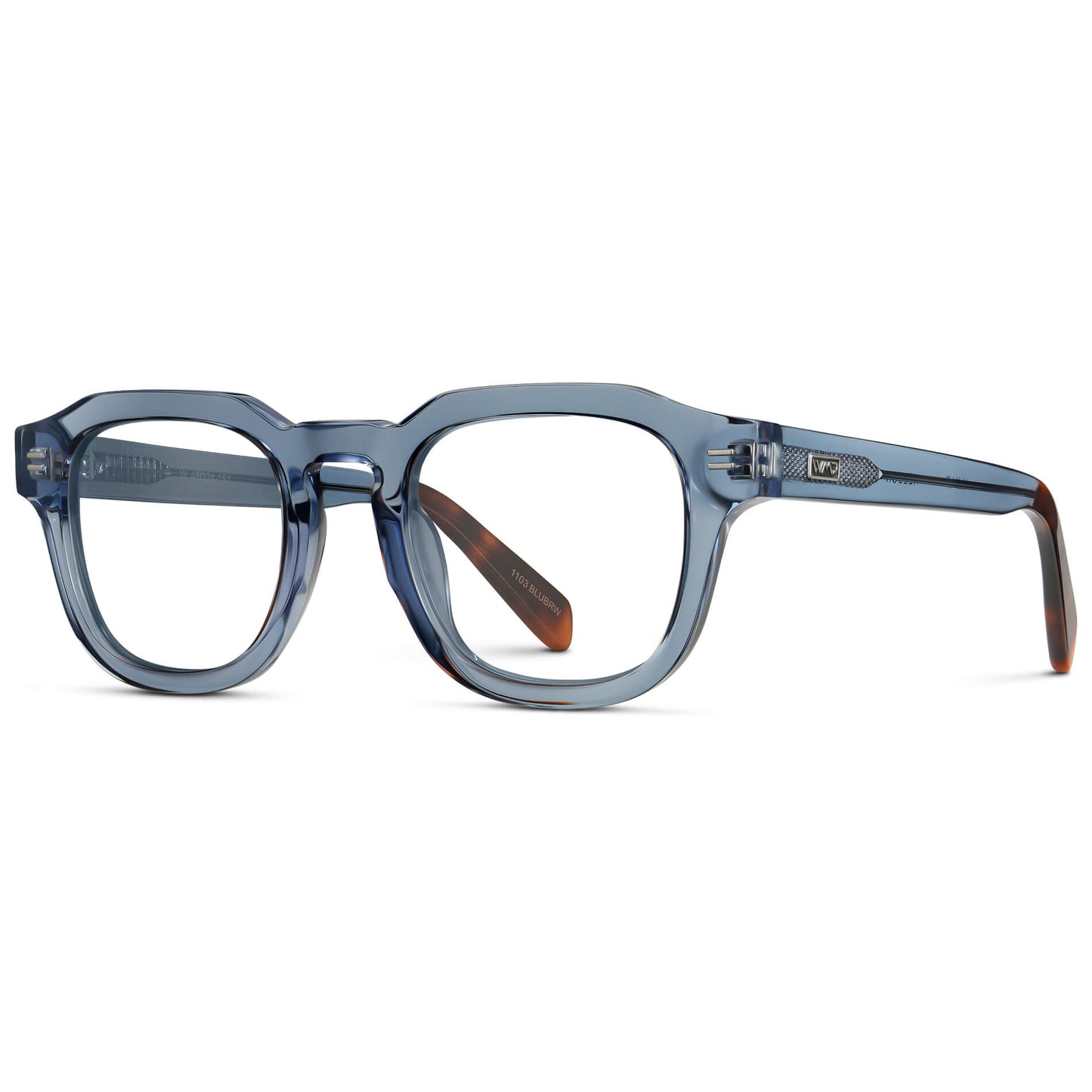 Denim Blue || Men's Square Prescription Eyeglasses with Light Blue Acetate Frame and Clear Prescription Lens