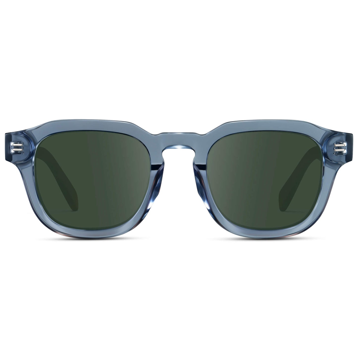 Denim Blue / G15 Lens || Men's Square Prescription Eyeglasses with Blue Acetate Frame and Green Prescription Lens