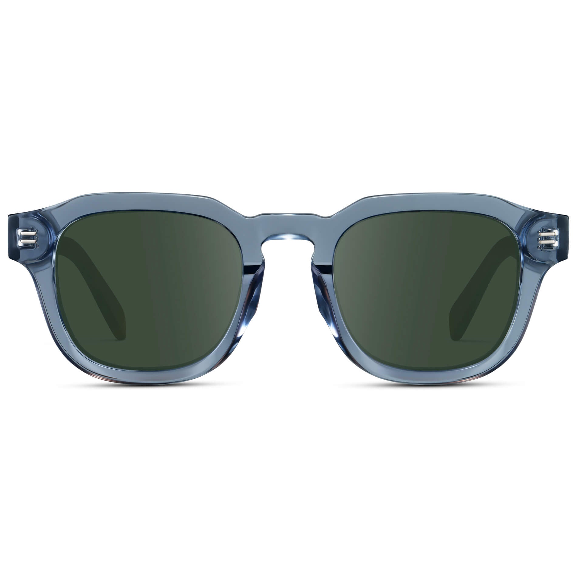 Denim Blue / G15 Lens || Men's Square Prescription Eyeglasses with Blue Acetate Frame and Green Prescription Lens