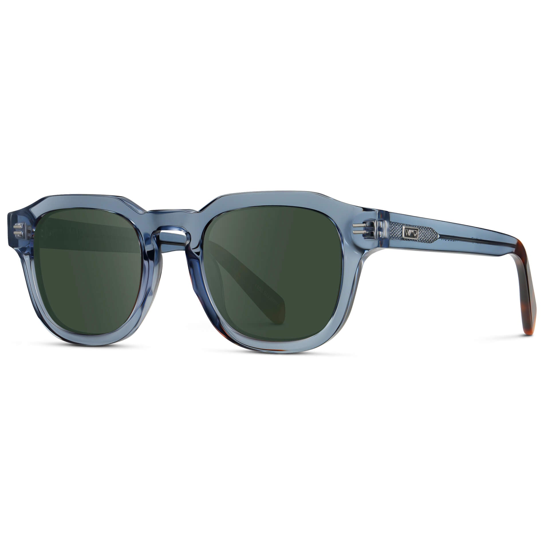Denim Blue / G15 Lens || Men's Square Prescription Eyeglasses with Blue Acetate Frame and Green Prescription Lens