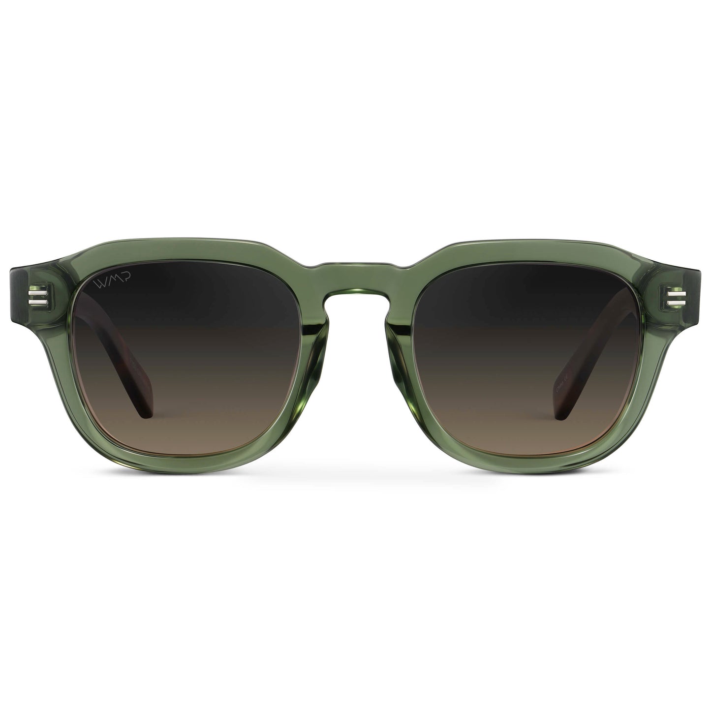 Crystal Agave Green / Grey Brown Gradient Lens || Men's Geometric Square Polarized Sunglasses with Green Acetate Frame and Grey Brown Gradient Lens