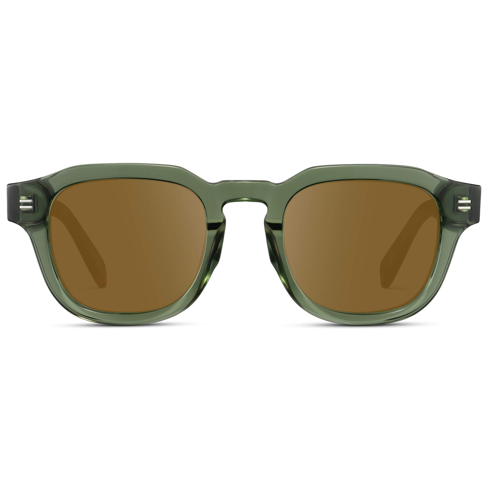 Crystal Agave Green / Amber Lens || Men's Square Prescription Eyeglasses with Green Acetate Frame and Amber Prescription Lens