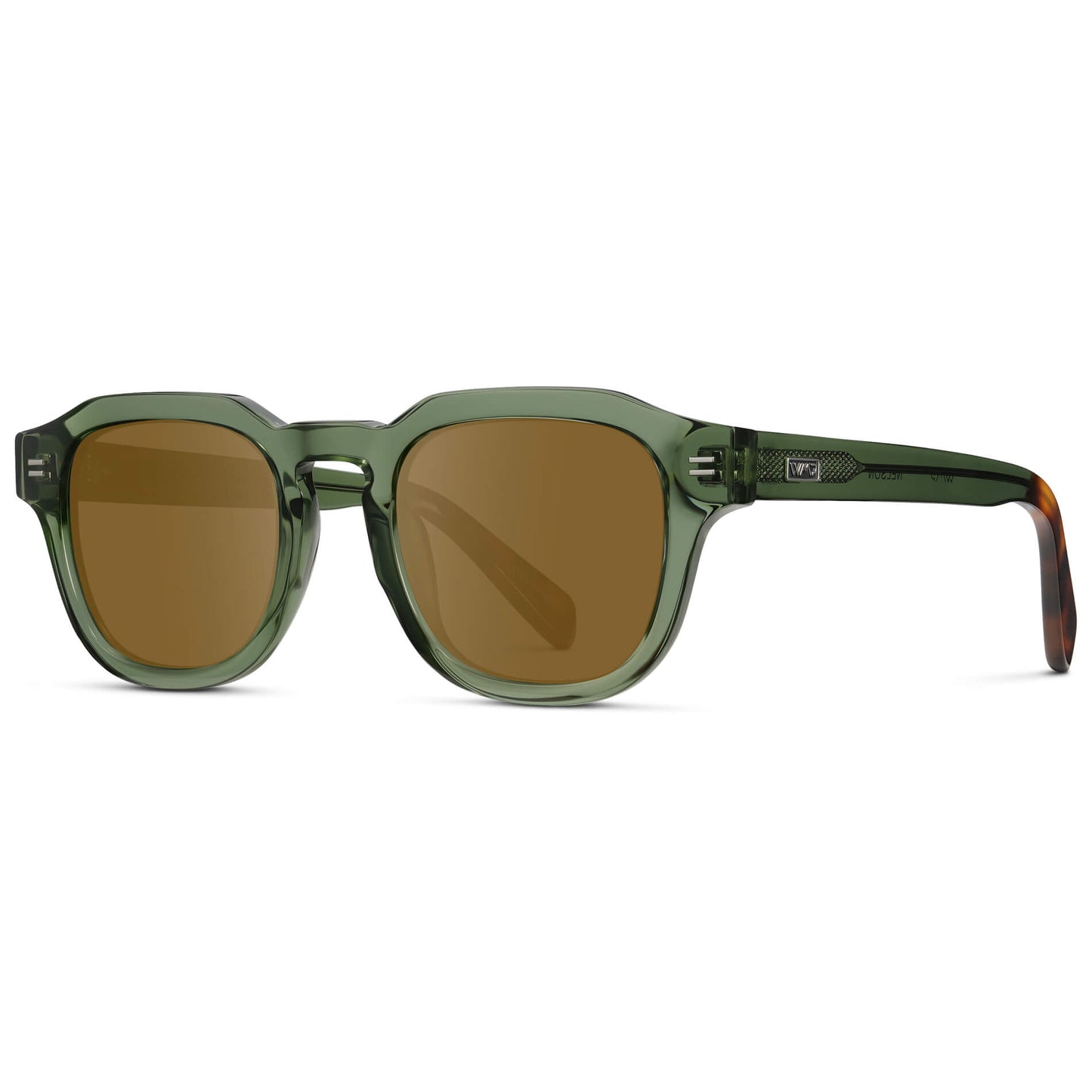 Crystal Agave Green / Amber Lens || Men's Square Prescription Eyeglasses with Green Acetate Frame and Amber Prescription Lens