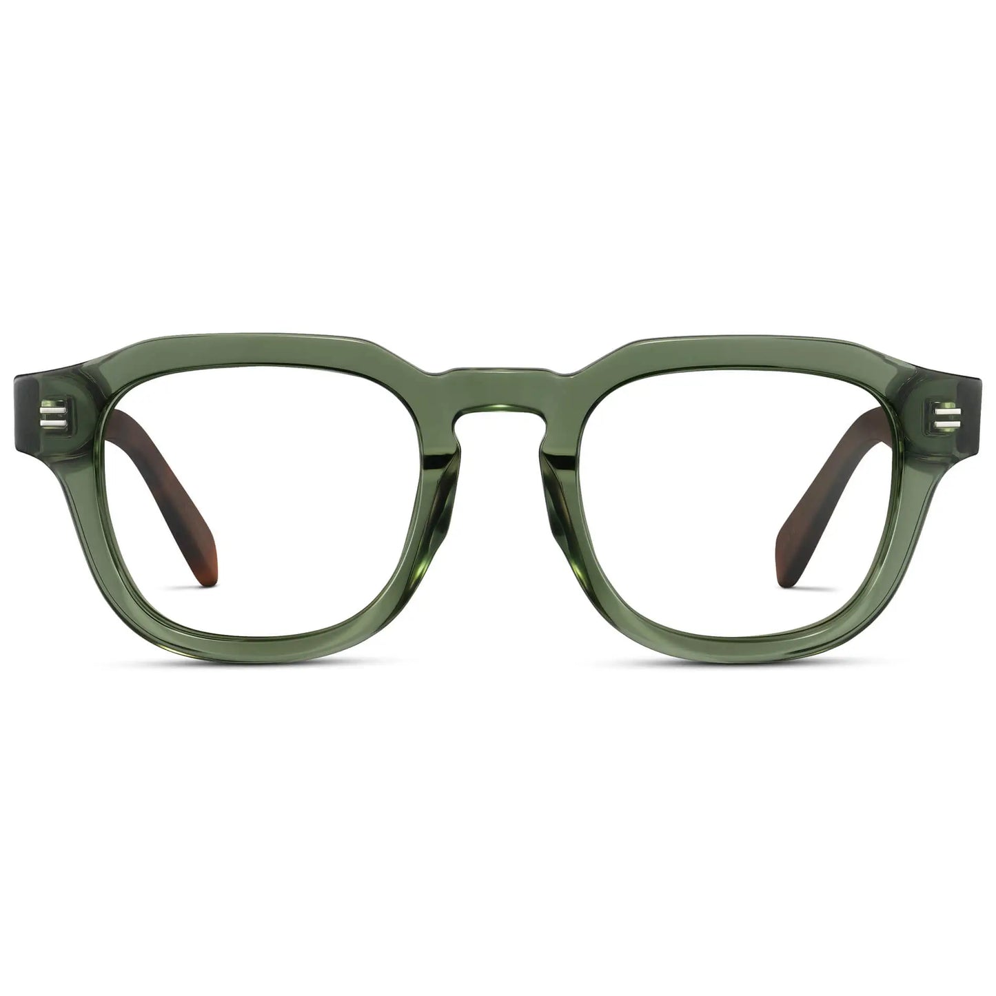 Crystal Agave Green || Men's Square Prescription Eyeglasses with Crystal Agave Green Acetate Frame and Clear Prescription Lens on a white background