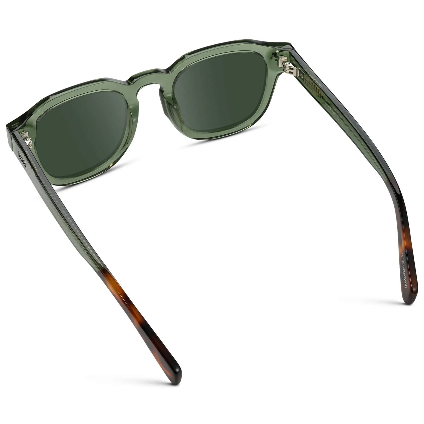 Crystal Agave Green / G15 || Back view of Men's Square Prescription Sunglasses with Green Acetate Frame and Green Prescription Lens