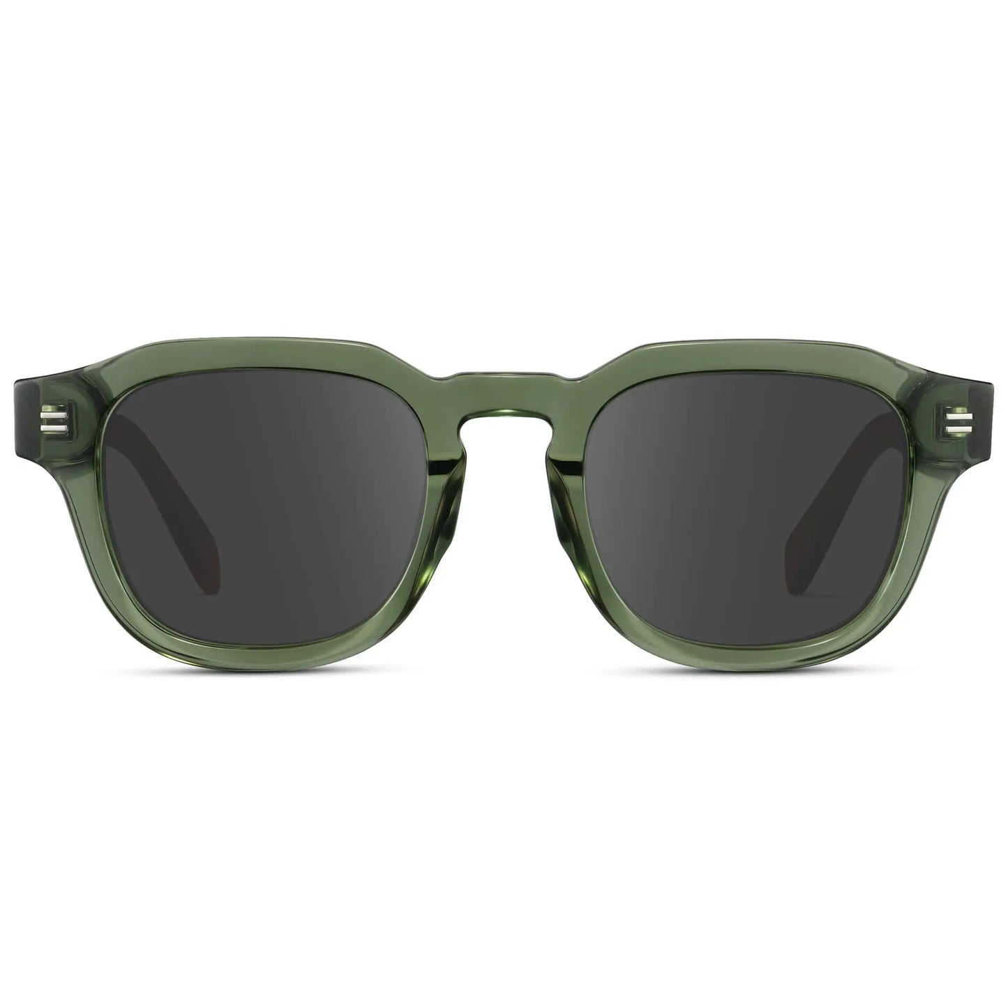 Crystal Agave Green / Grey || Front view of Men's Square Prescription Sunglasses with Green Acetate Frame and Grey Prescription Lens