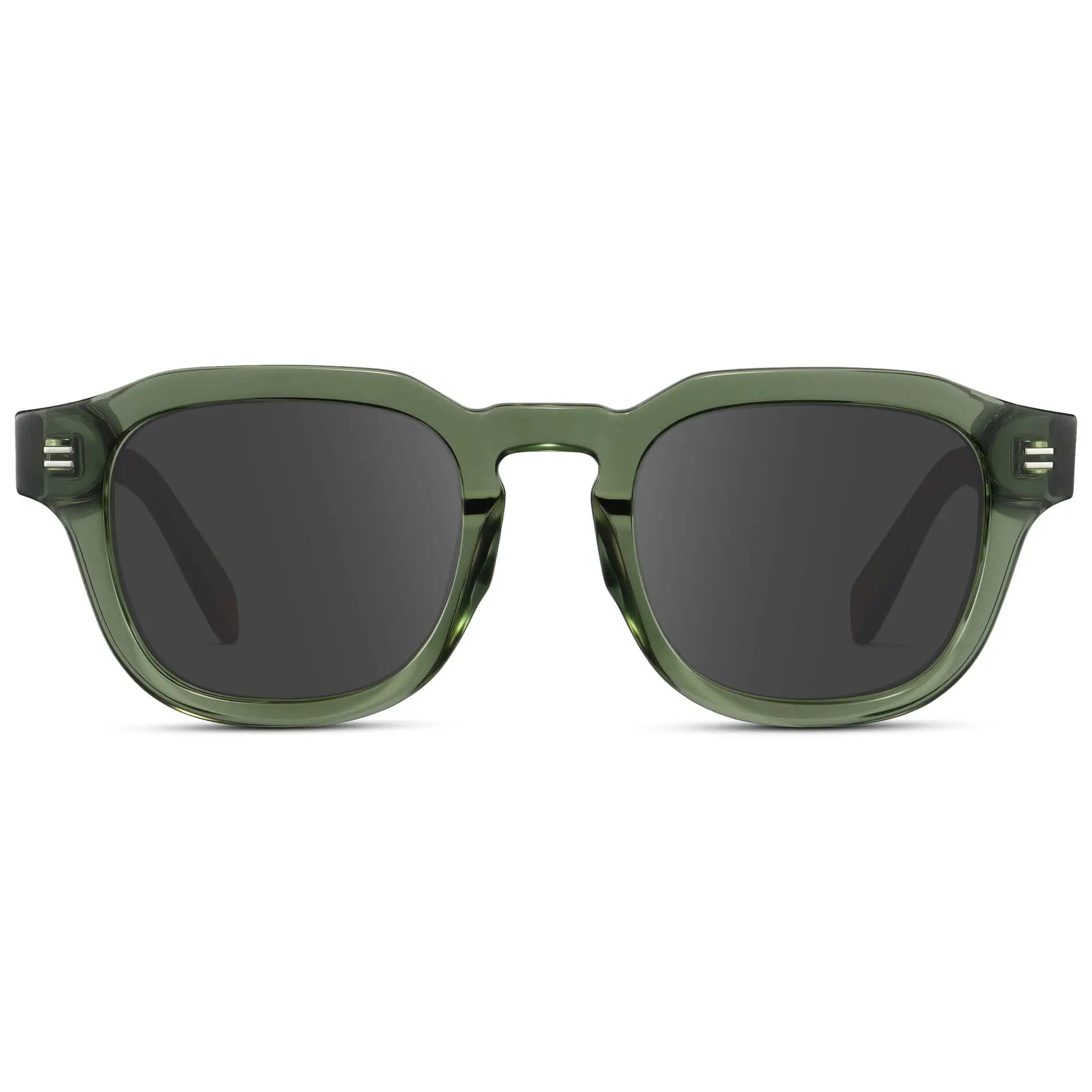 Crystal Agave Green / Grey || Front view of Men's Square Prescription Sunglasses with Green Acetate Frame and Grey Prescription Lens