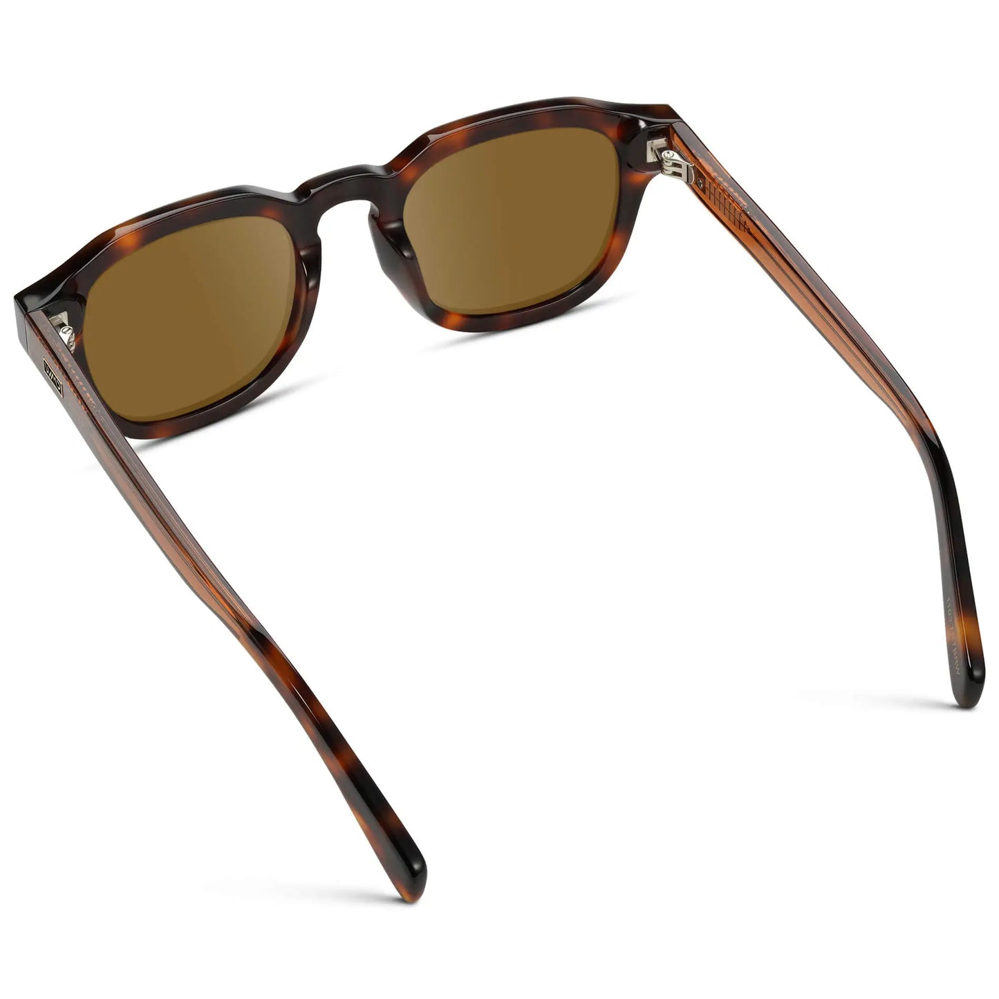 Havana Tortoise / Amber || Back view of Men's Square Prescription Sunglasses with Brown Tortoise Acetate Frame and Brown Prescription Lens