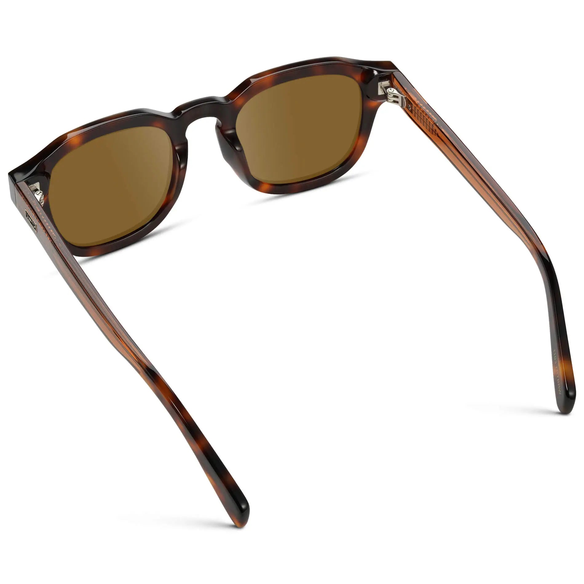 Havana Tortoise / Amber || Back view of Men's Square Prescription Sunglasses with Brown Tortoise Acetate Frame and Brown Prescription Lens