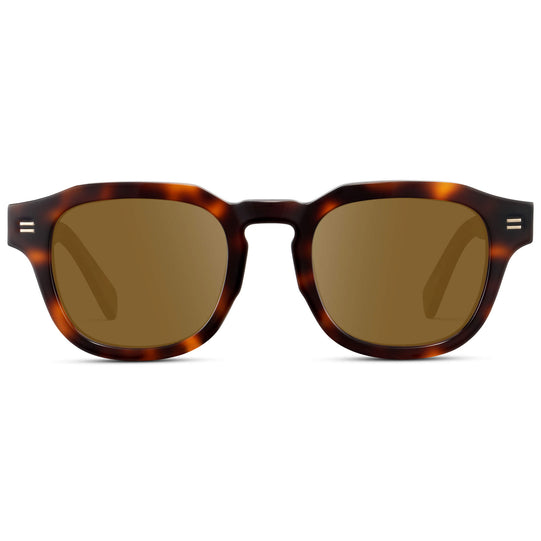 Havana Tortoise / Amber Lens || Men's Square Prescription Eyeglasses with Brown Tortoise Acetate Frame and Brown Prescription Lens