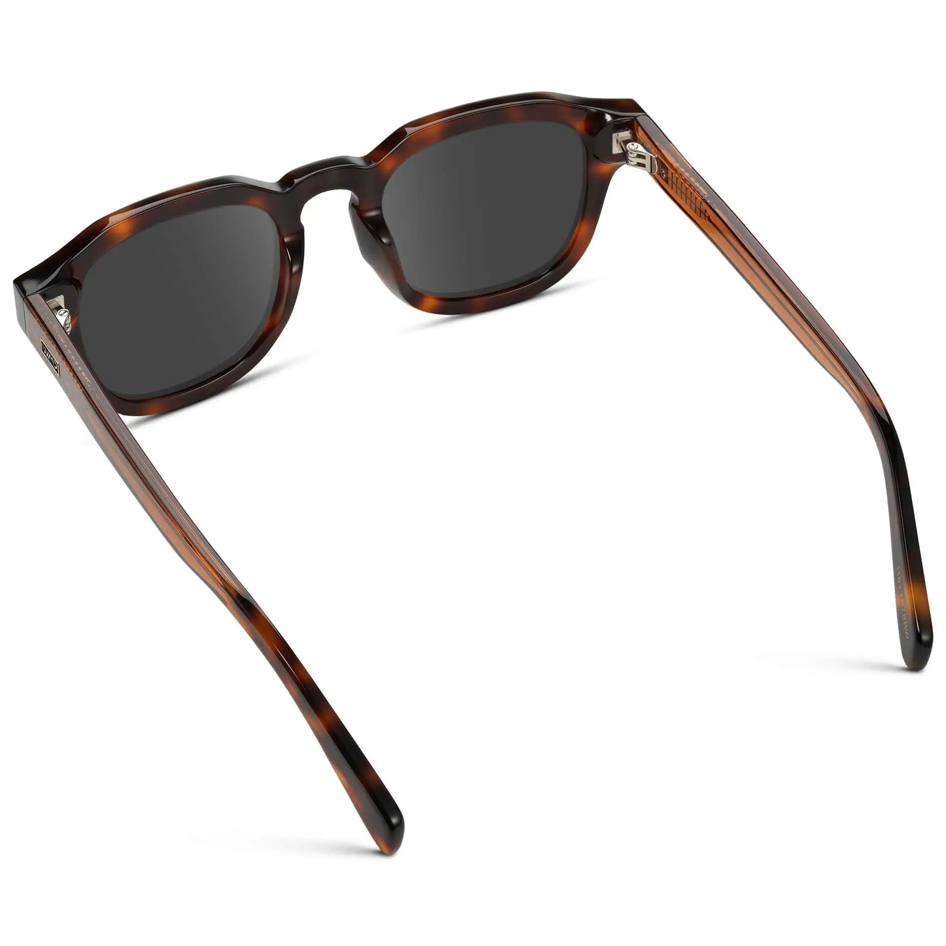 Havana Tortoise / Grey || Back view of Men's Square Prescription Sunglasses with Brown Tortoise Acetate Frame and Grey Prescription Lens