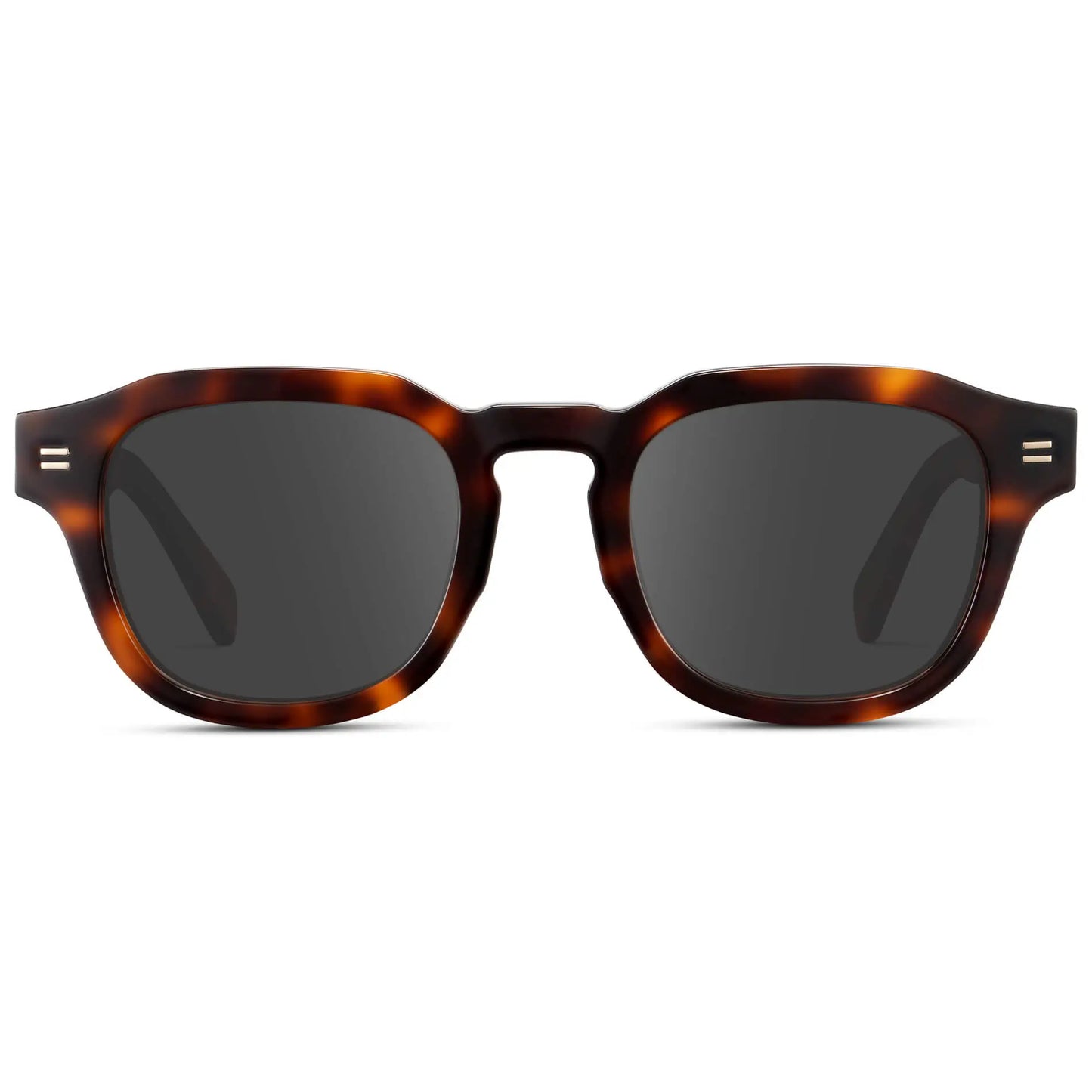 Havana Tortoise / Grey || Front view of Men's Square Prescription Sunglasses with Brown Tortoise Acetate Frame and Grey Prescription Lens