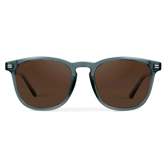 Crystal Stone Blue / Brown Lens || Blue Square Frame Sunglasses with Brown Polarized Lenses