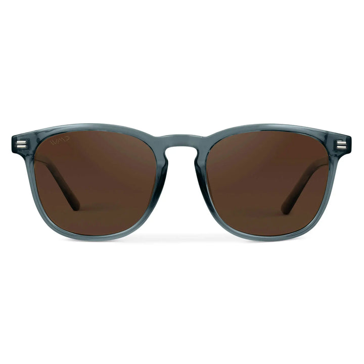Crystal Stone Blue / Brown Lens || Men's Blue Square Frame Sunglasses with Brown Polarized Lenses