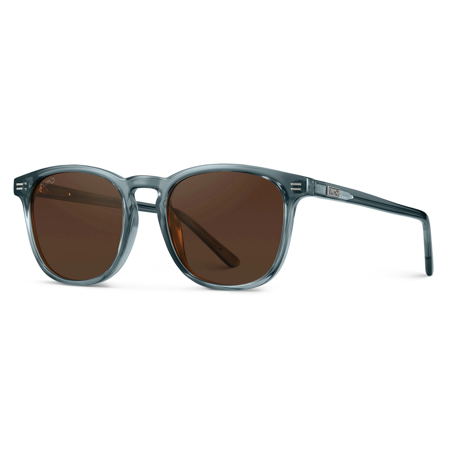 Crystal Stone Blue / Brown Lens || Blue Square Frame Sunglasses with Brown Polarized Lenses