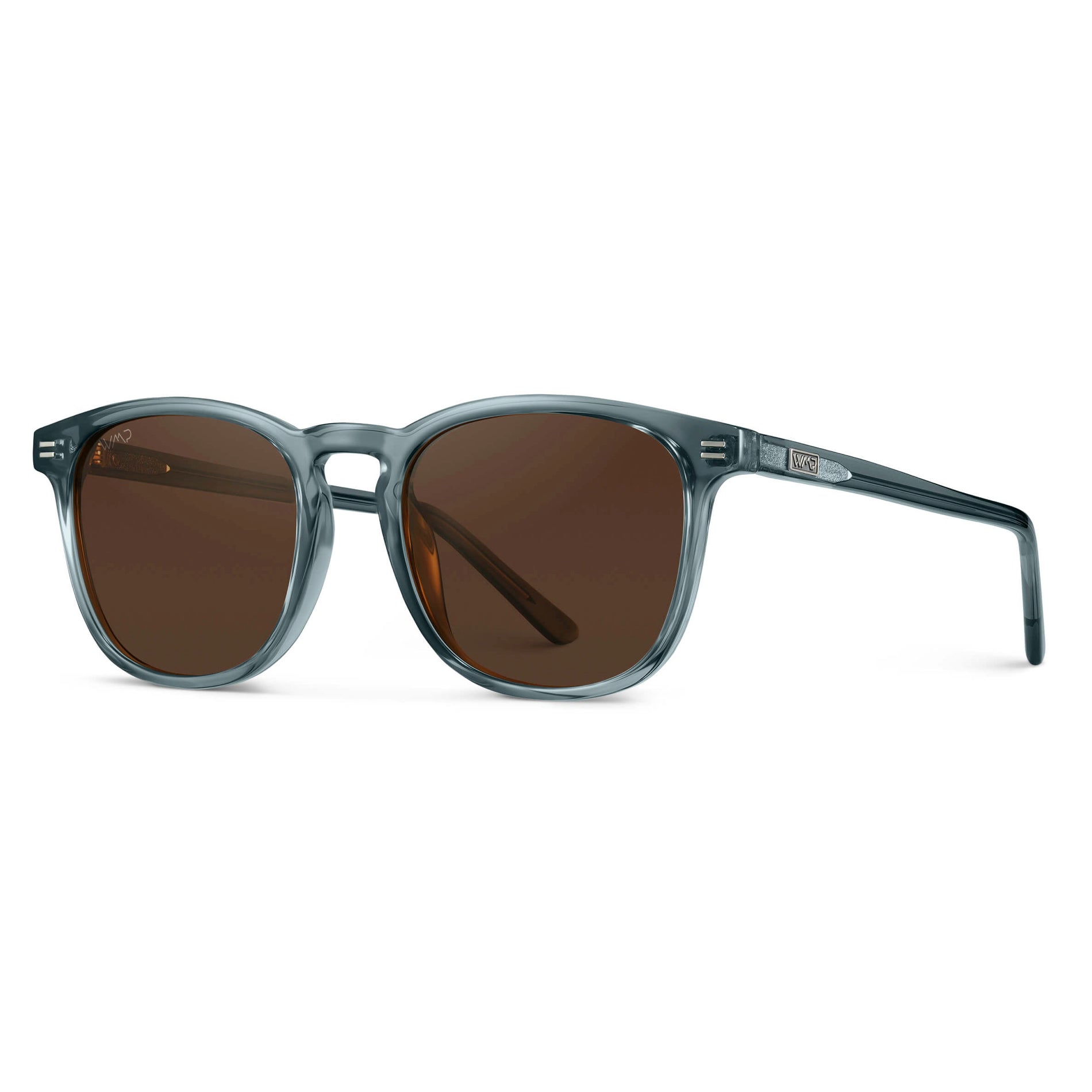 Crystal Stone Blue / Brown Lens || Blue Square Frame Sunglasses with Brown Polarized Lenses