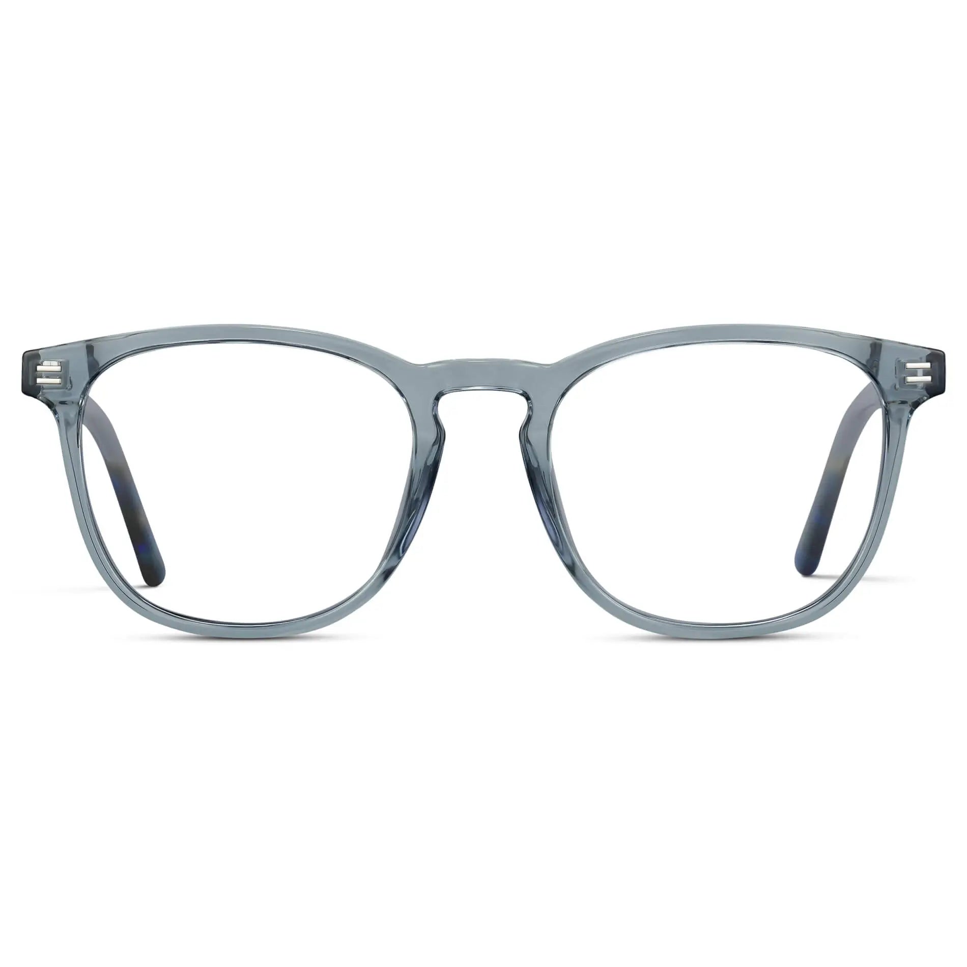 Crystal Cadet Grey || Men's Square Prescription Glasses with Crystal Cadet Grey Frame and Clear Lenses on a white background