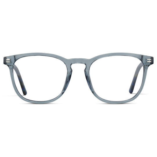 Crystal Cadet Grey || Grey Square Frame Prescription Glasses with Clear Lenses