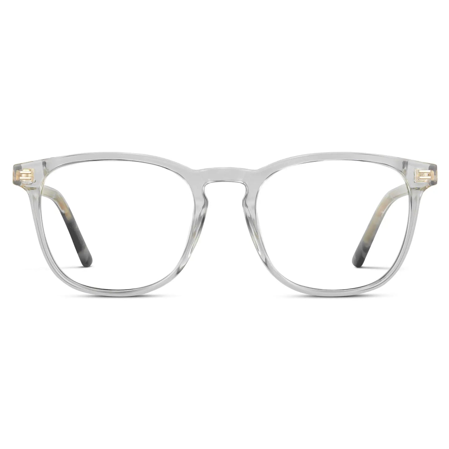 Clear || Men's Square Prescription Glasses with Clear Frame and Clear Lenses on a white background