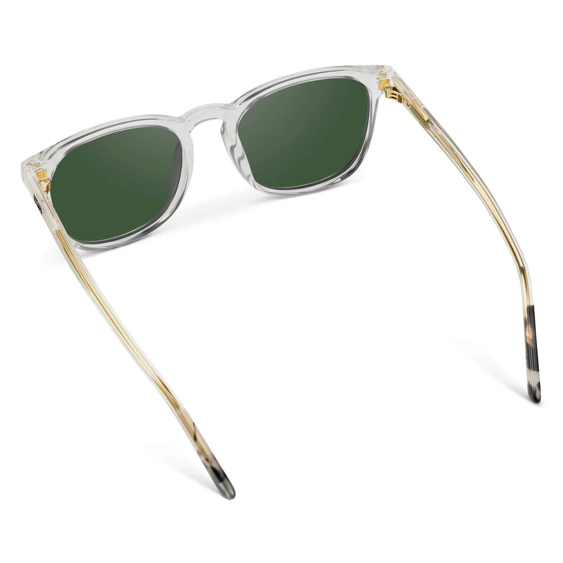 Clear / Smoke Green Lens || Clear Square Frame Sunglasses with Green Polarized Lenses