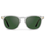 Clear / Smoke Green Lens || Clear Square Frame Sunglasses with Green Polarized Lenses