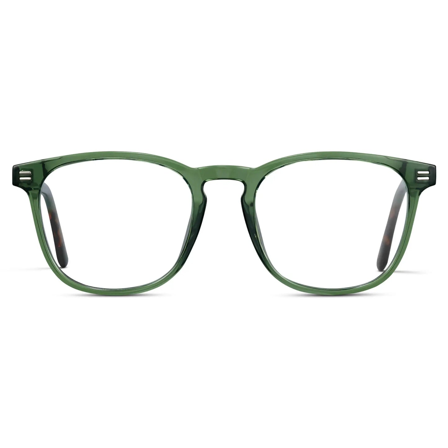 Emerald Green || Men's Square Prescription Glasses with Emerald Green Frame and Clear Lenses on a white background