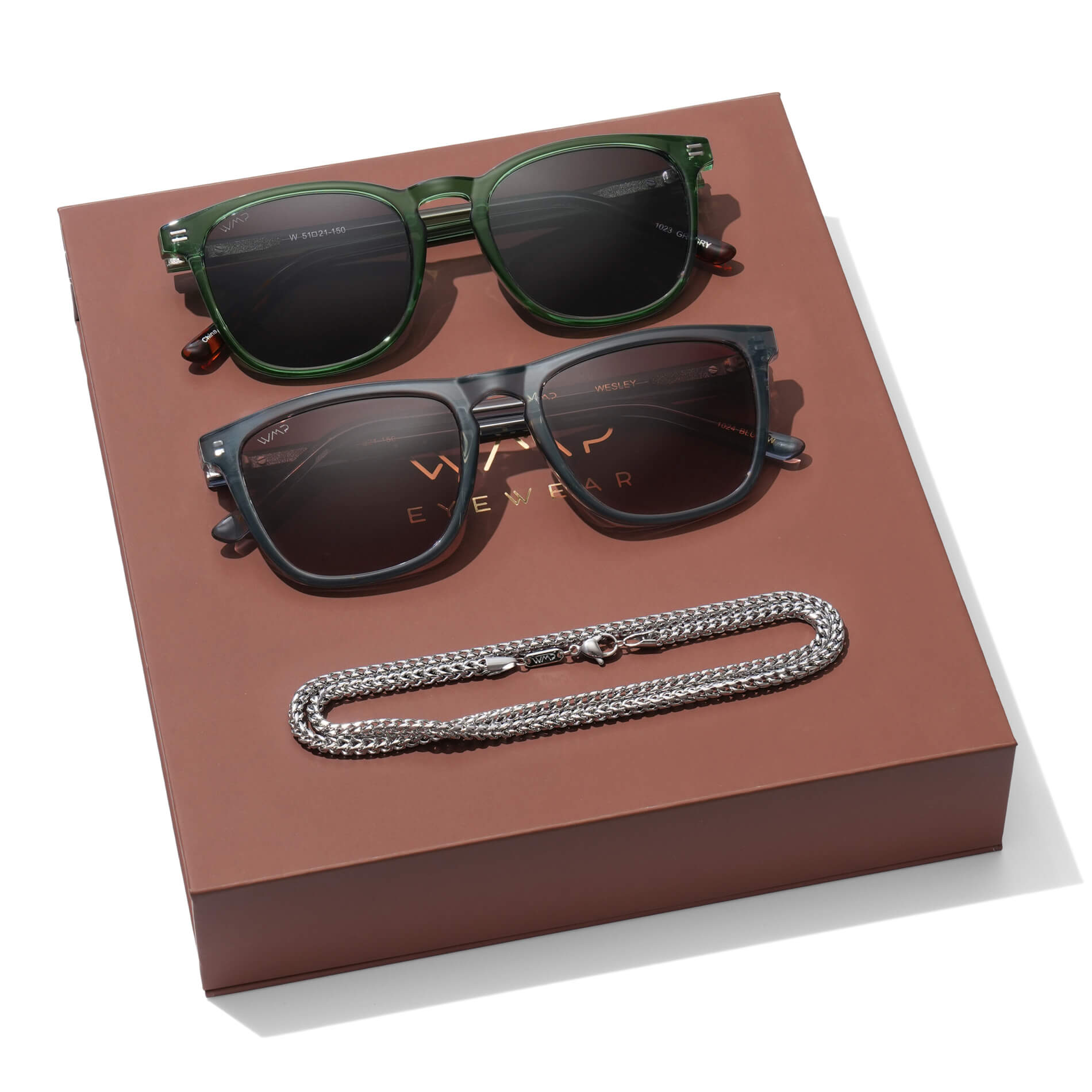 The Horizon Kit || Men's Gift Kit including Two Pairs of Premium Acetate Frame Polarized Lens Sunglasses and a high polished silver stainless steel necklace