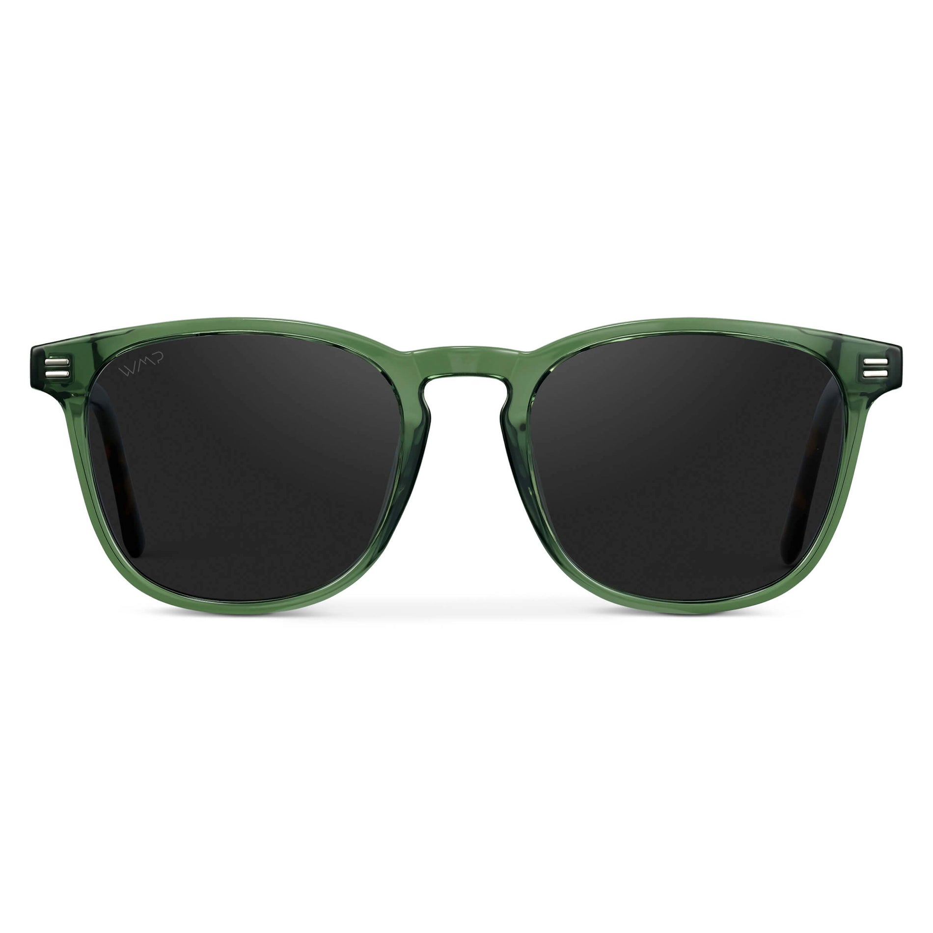 Emerald Green / Black Lens || Green Square Frame Sunglasses with Black Polarized Lenses