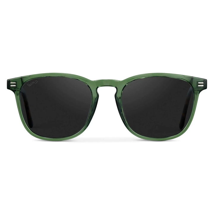 Emerald Green / Black Lens || Men's Green Square Frame Sunglasses with Black Polarized Lenses