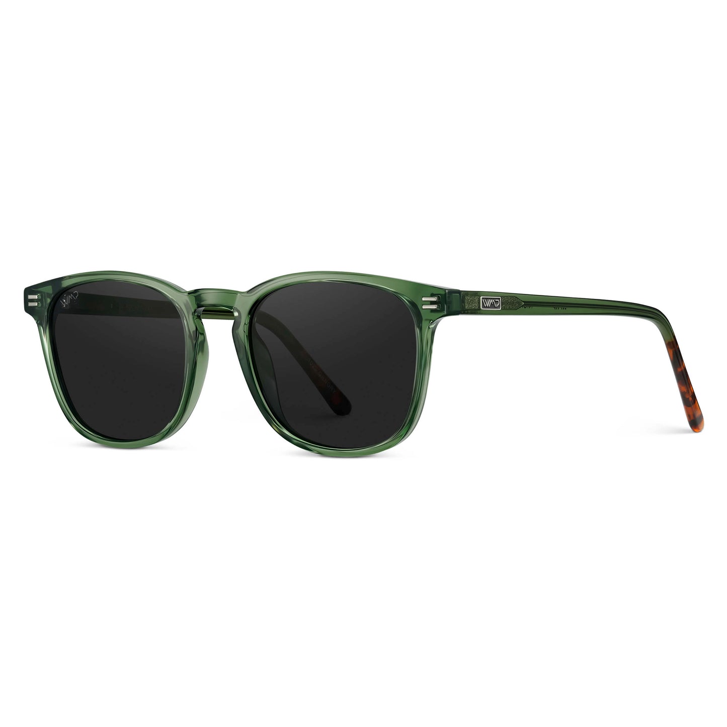 Emerald Green / Black Lens || Green Square Frame Sunglasses with Black Polarized Lenses