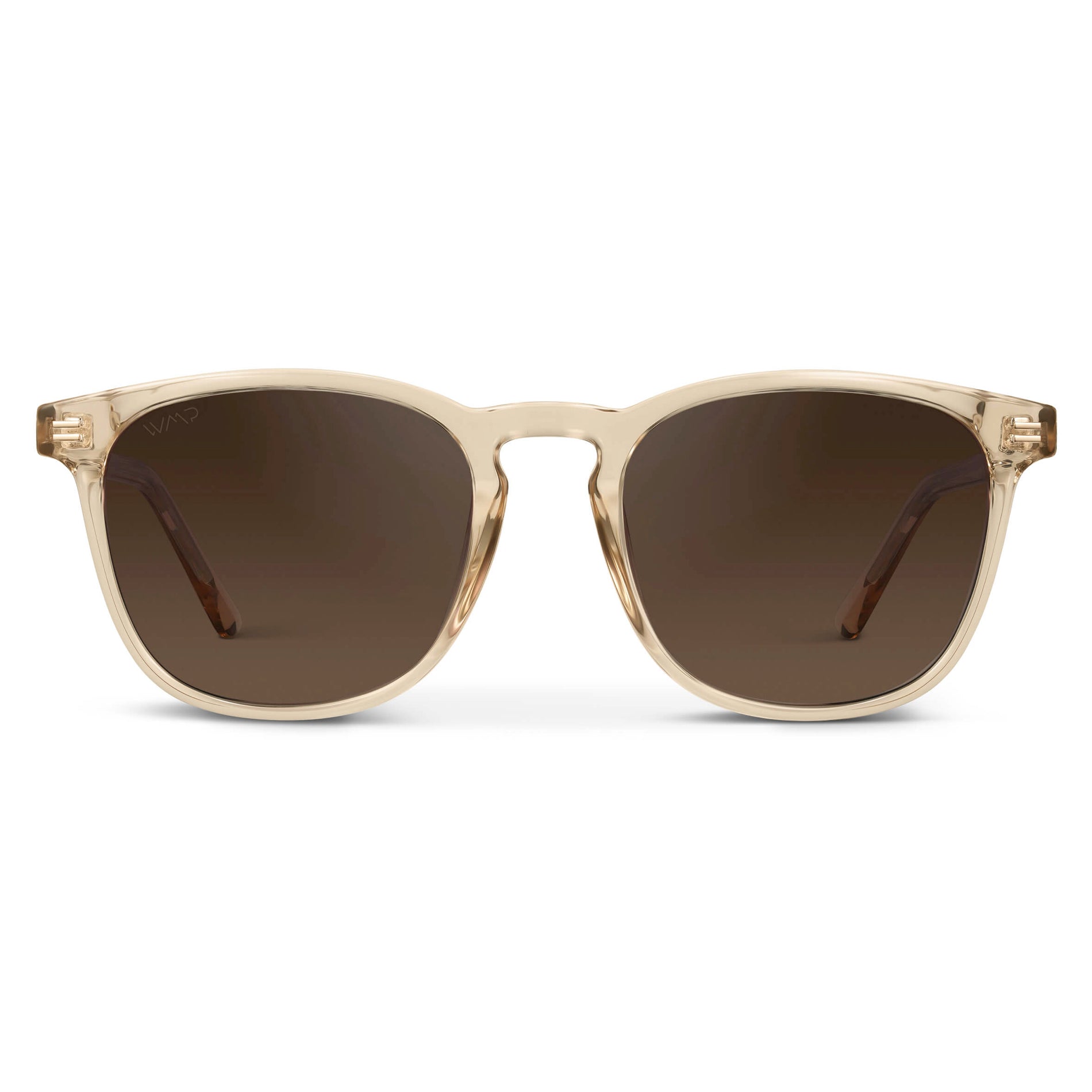 Crystal Sand Brown / Dark Beige Gradient Lens || Light Brown Square Frame Sunglasses with Brown Polarized Lenses