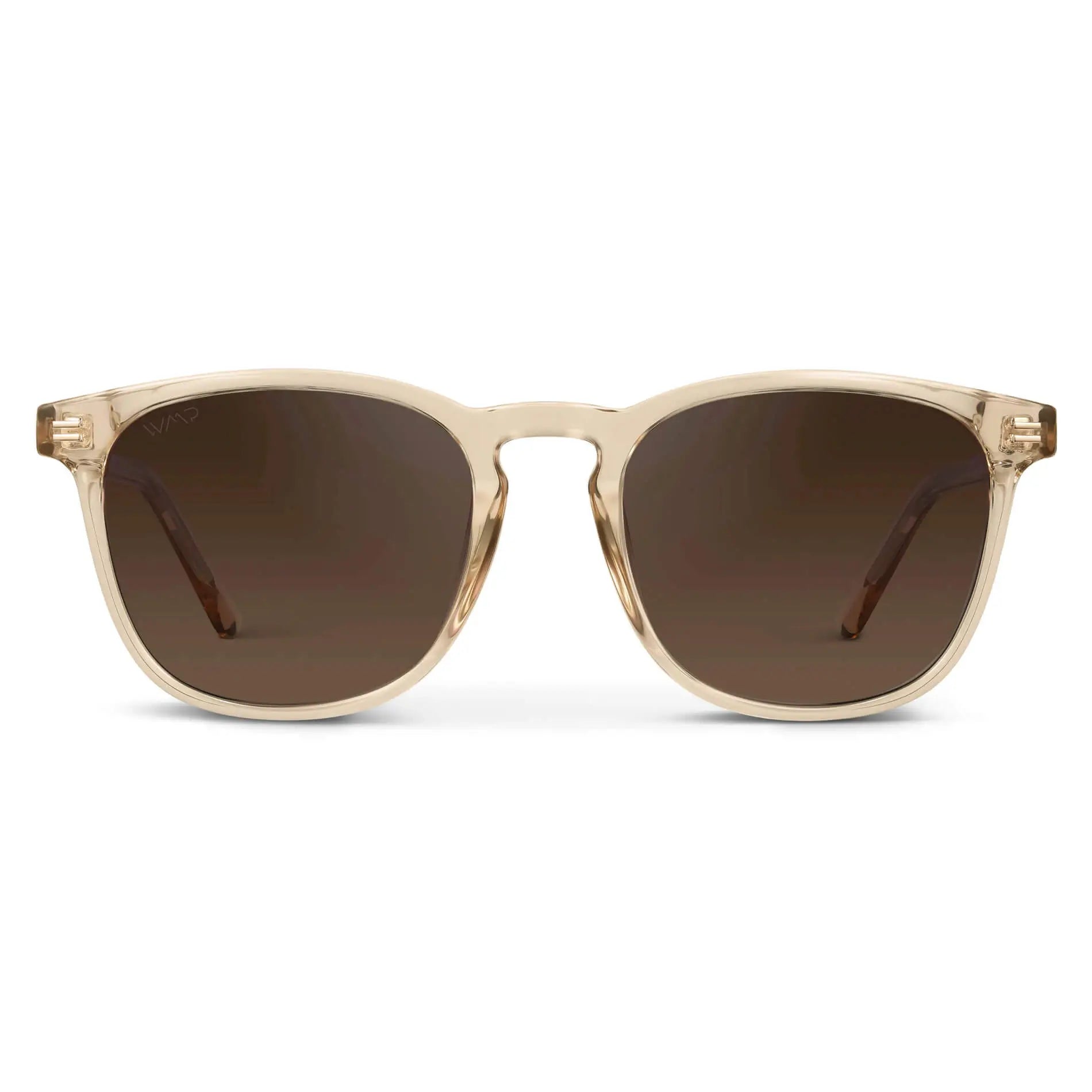 Crystal Sand Brown / Dark Beige Gradient Lens || Men's Light Brown Square Frame Sunglasses with Brown Polarized Lenses