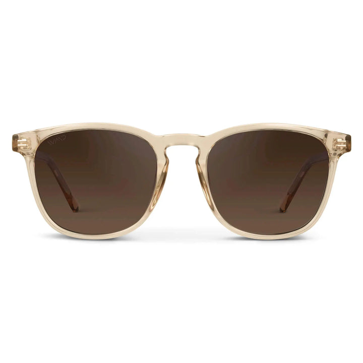 Crystal Sand Brown / Dark Beige Gradient Lens || Men's Light Brown Square Frame Sunglasses with Brown Polarized Lenses