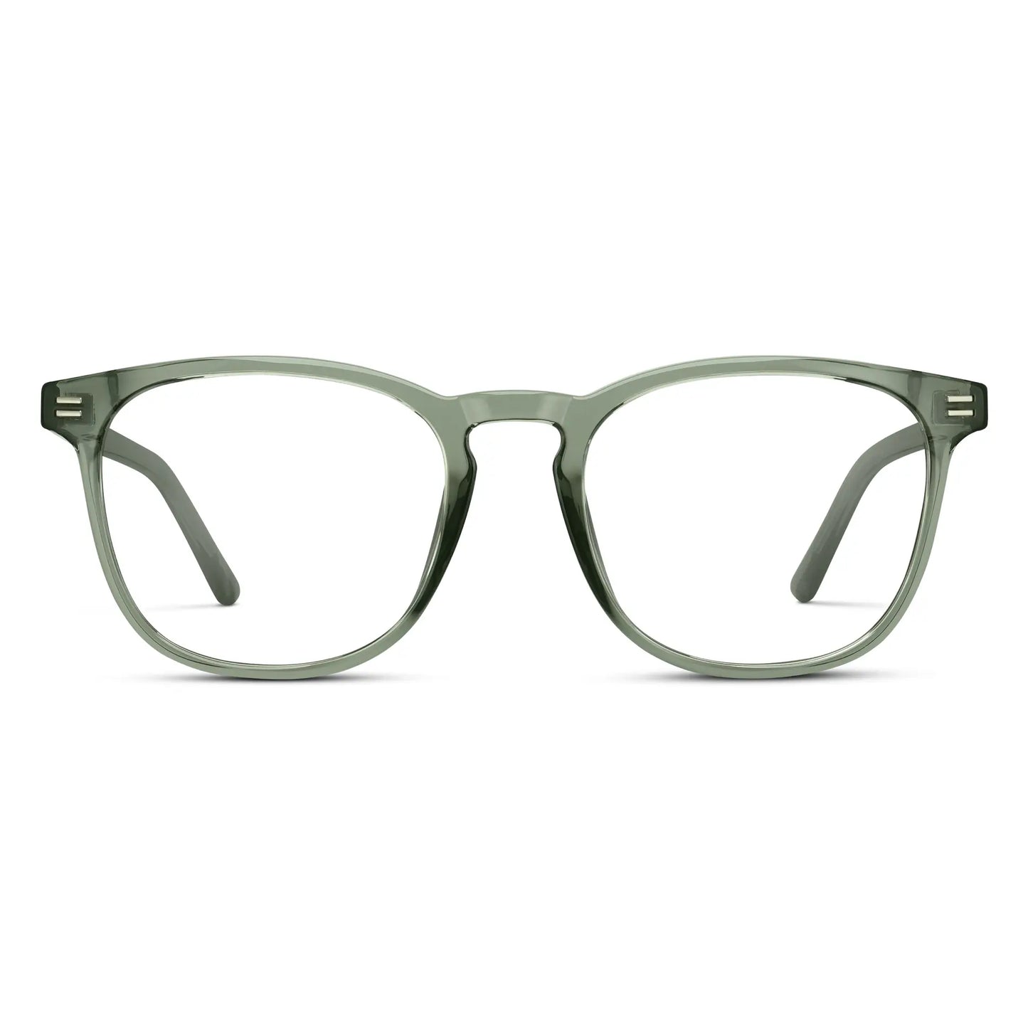 Sage Green || Sage Green Brown Square Frame Prescription Glasses with Clear Lenses