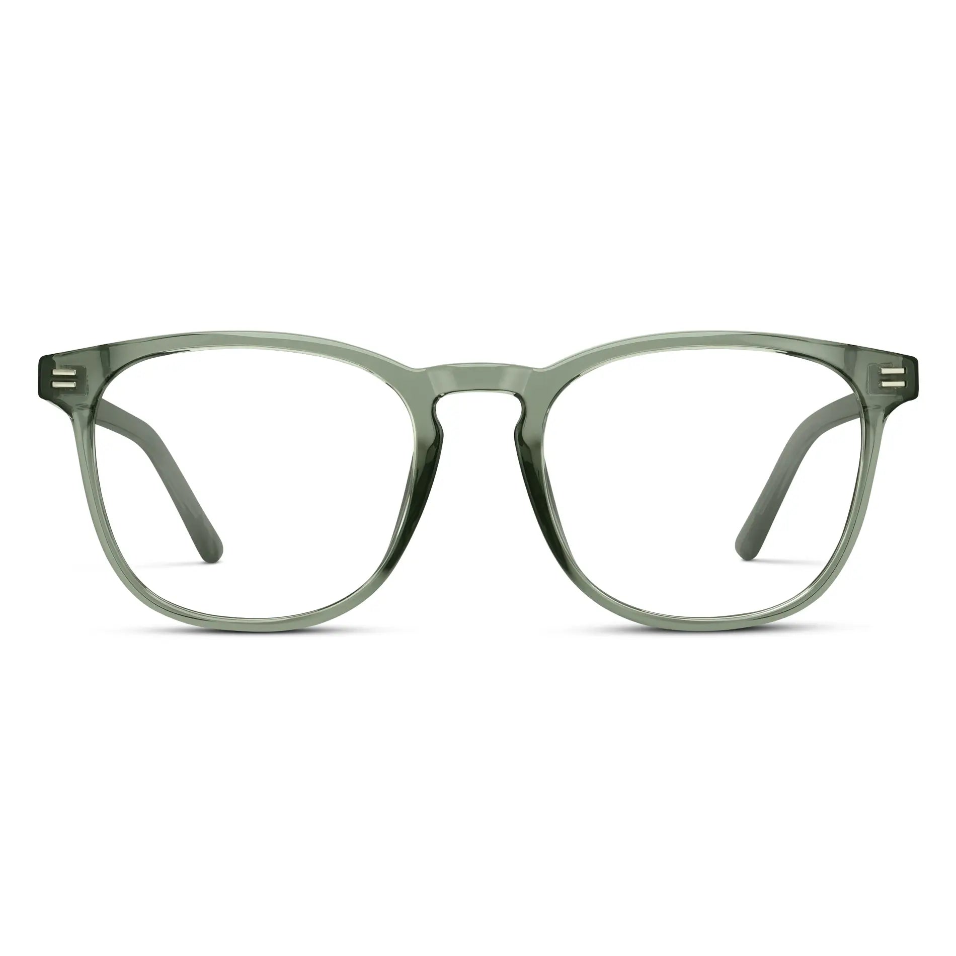 Sage Green || Sage Green Brown Square Frame Prescription Glasses with Clear Lenses